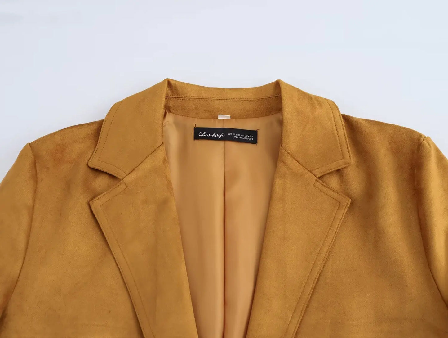 Ladies' new fashion flip decoration loose single breasted suede texture suit jacket retro long sleeved women's coat chic top