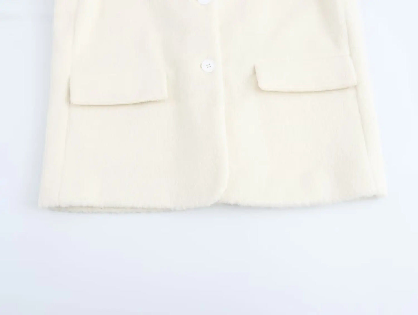 Ladies' new fashion flap decoration loose faux fur effect single breasted suit jacket retro long sleeved women's Coat chic top