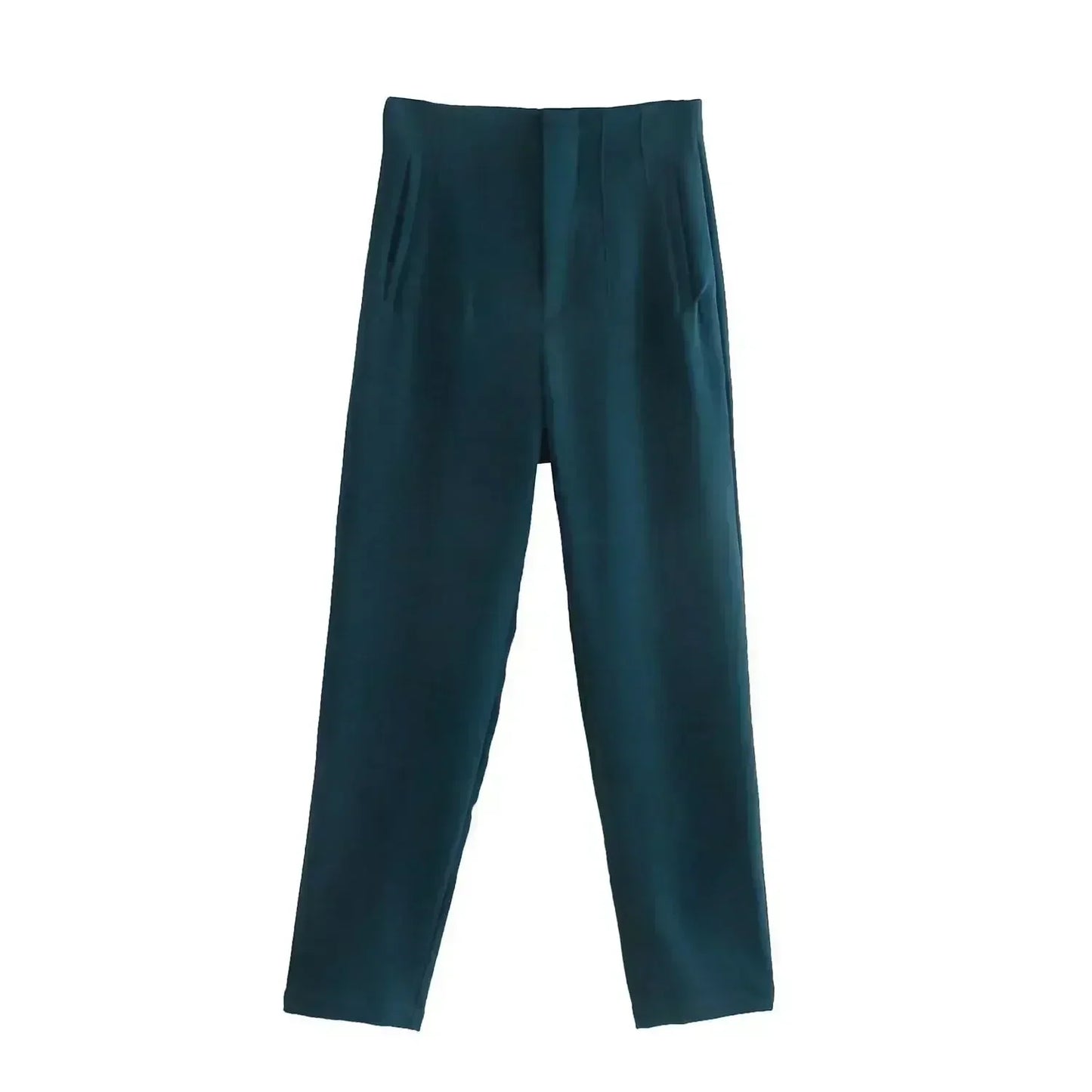 Women's Summer New Chic Fashion Side Pocket Decoration Casual Striped Pants Retro High Rope Zipper Women's Ankle Pants Mujer