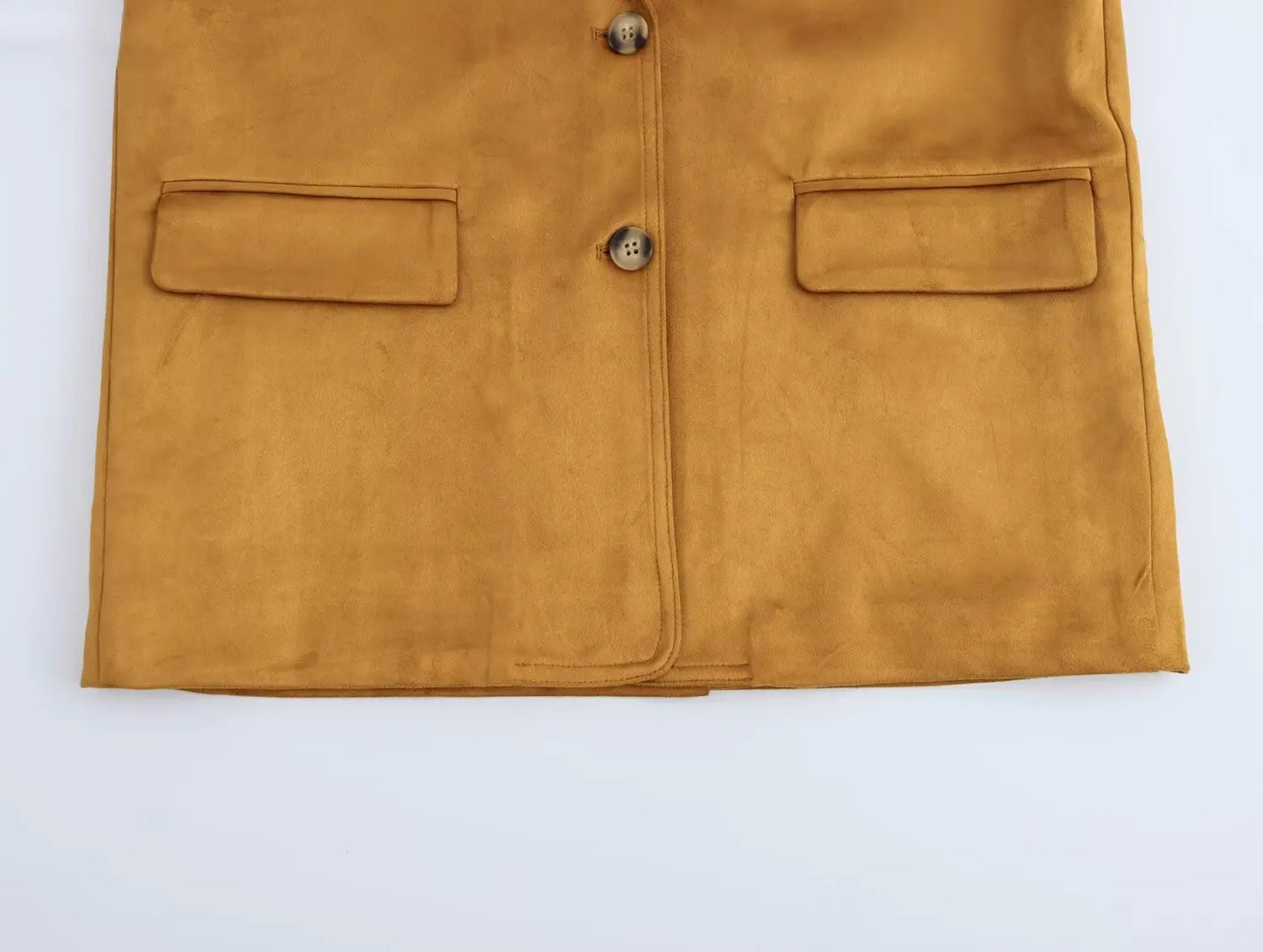 Ladies' new fashion flip decoration loose single breasted suede texture suit jacket retro long sleeved women's coat chic top