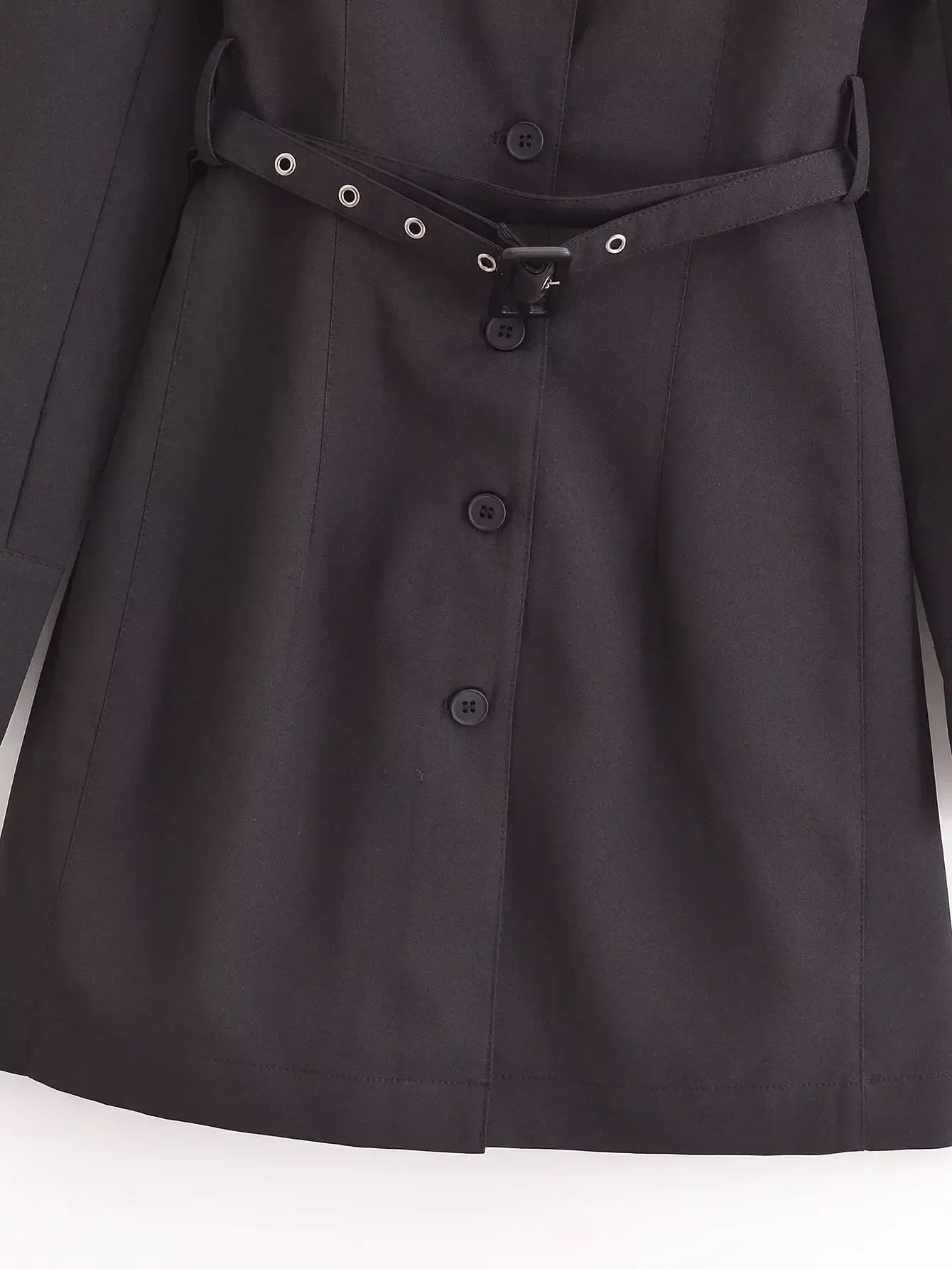 Women's 2024 new Chic fashion with belt slim casual single breasted suit style mini dress retro long sleeved women's dress