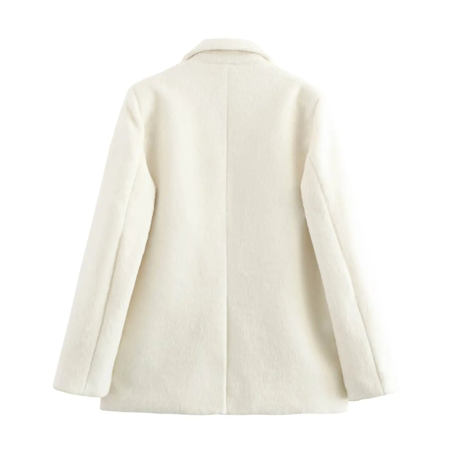 Ladies' new fashion flap decoration loose faux fur effect single breasted suit jacket retro long sleeved women's Coat chic top