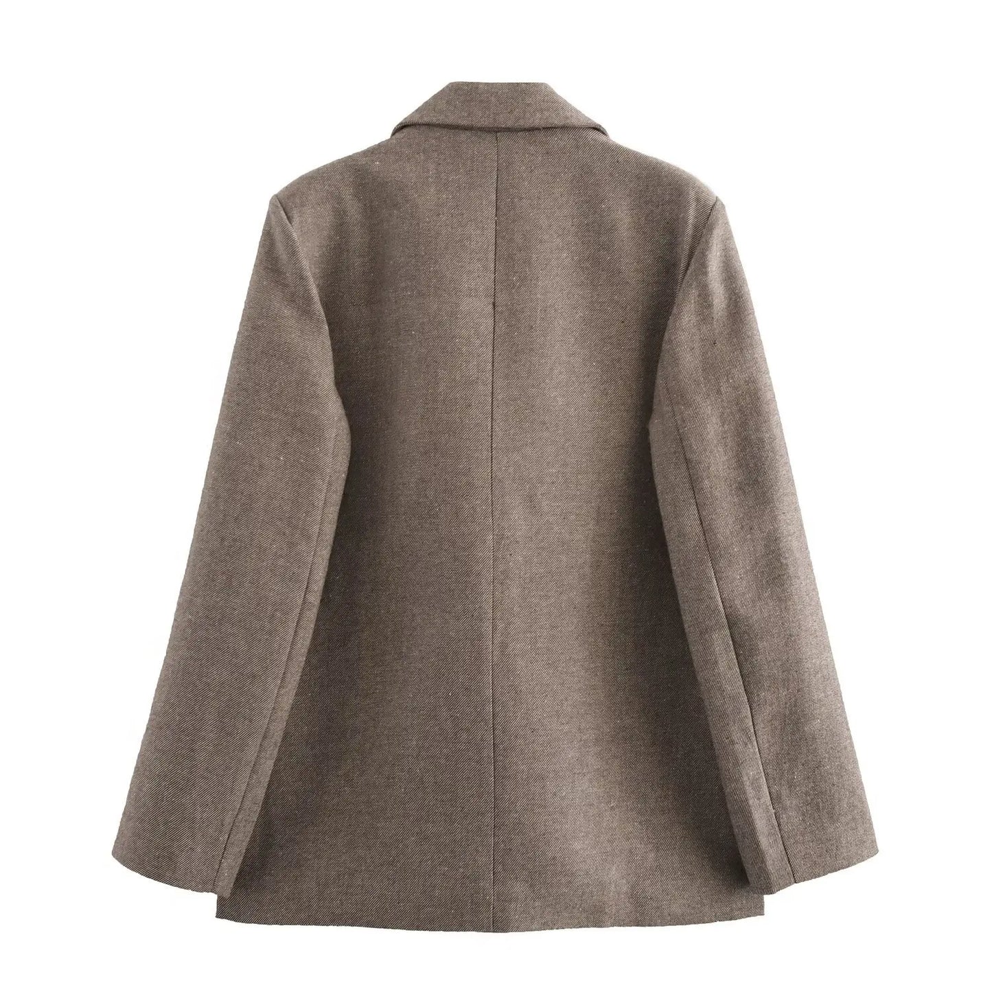 Ladies' new fashion flip pocket decoration loose single button casual diagonal suit coat retro long sleeved Female coat chic top
