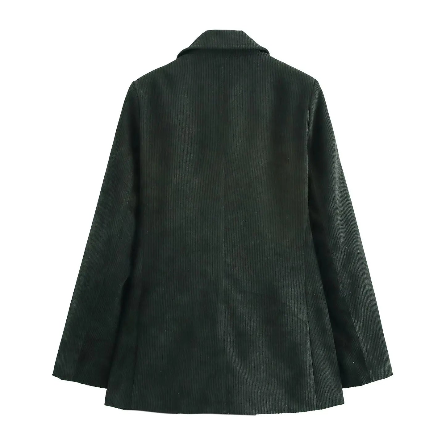 Ladies' new fashion casual slim Lapel Double Breasted corduroy suit jacket retro long sleeved pocket women's Coat chic top