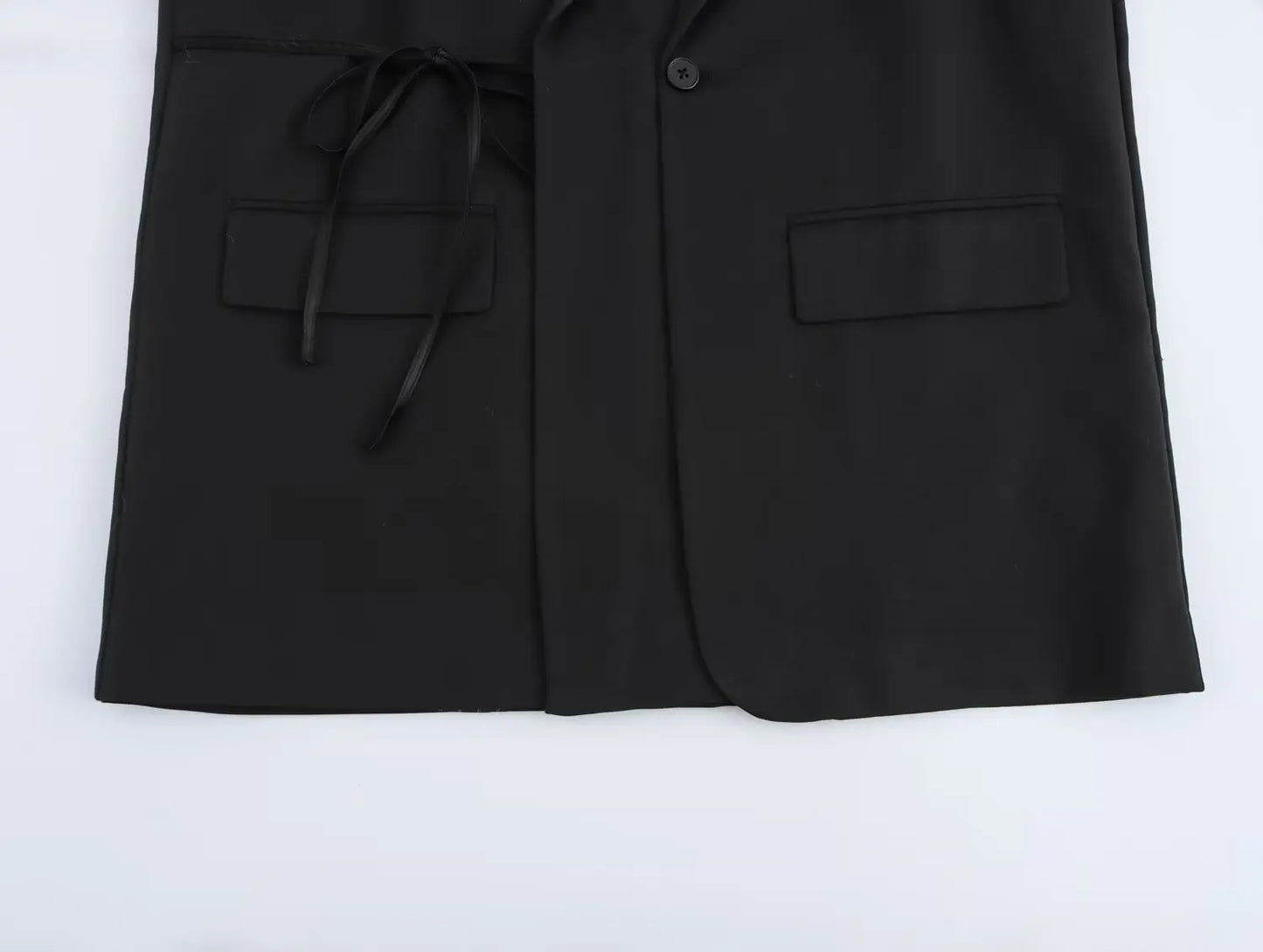 Ladies' new fashion double-layer lapel design loose single breasted suit jacket retro long sleeved lace up women's Coat chic top