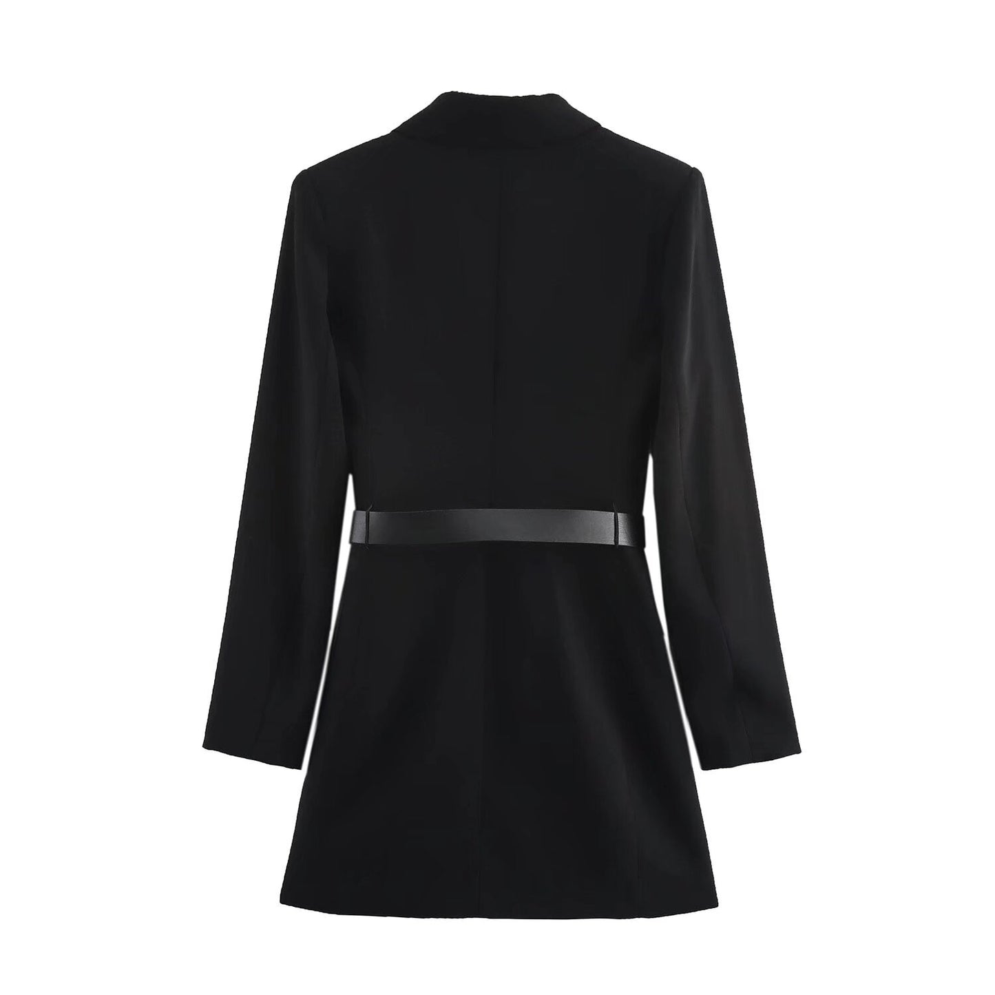 Women's New Chic Fashion Belt Decorative Suit Collar Short Dress Retro Long-sleeved Women's Dress Vestidos Mujer