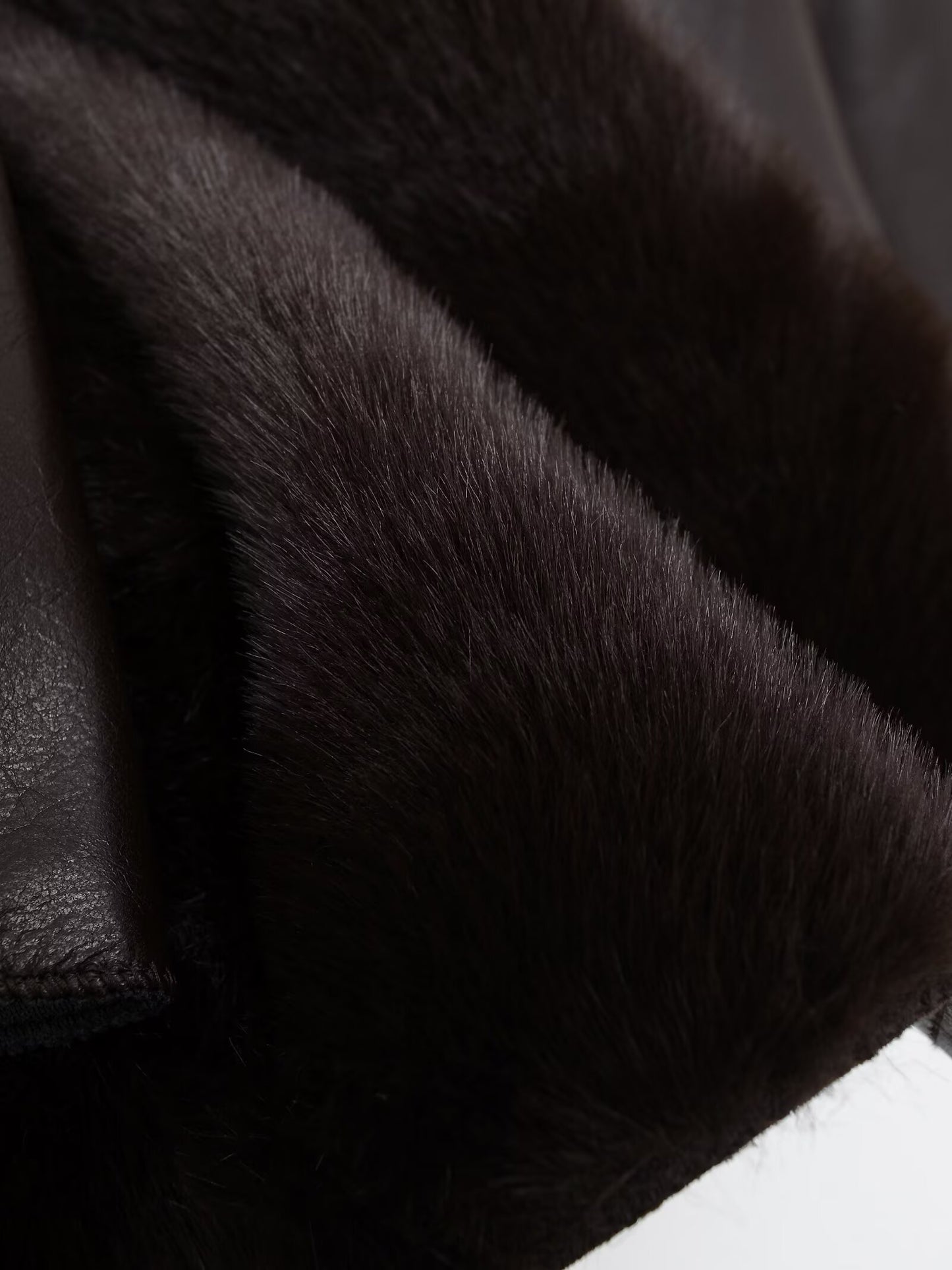 Women's faux fur effect double-sided Faux Leather jacket Coat