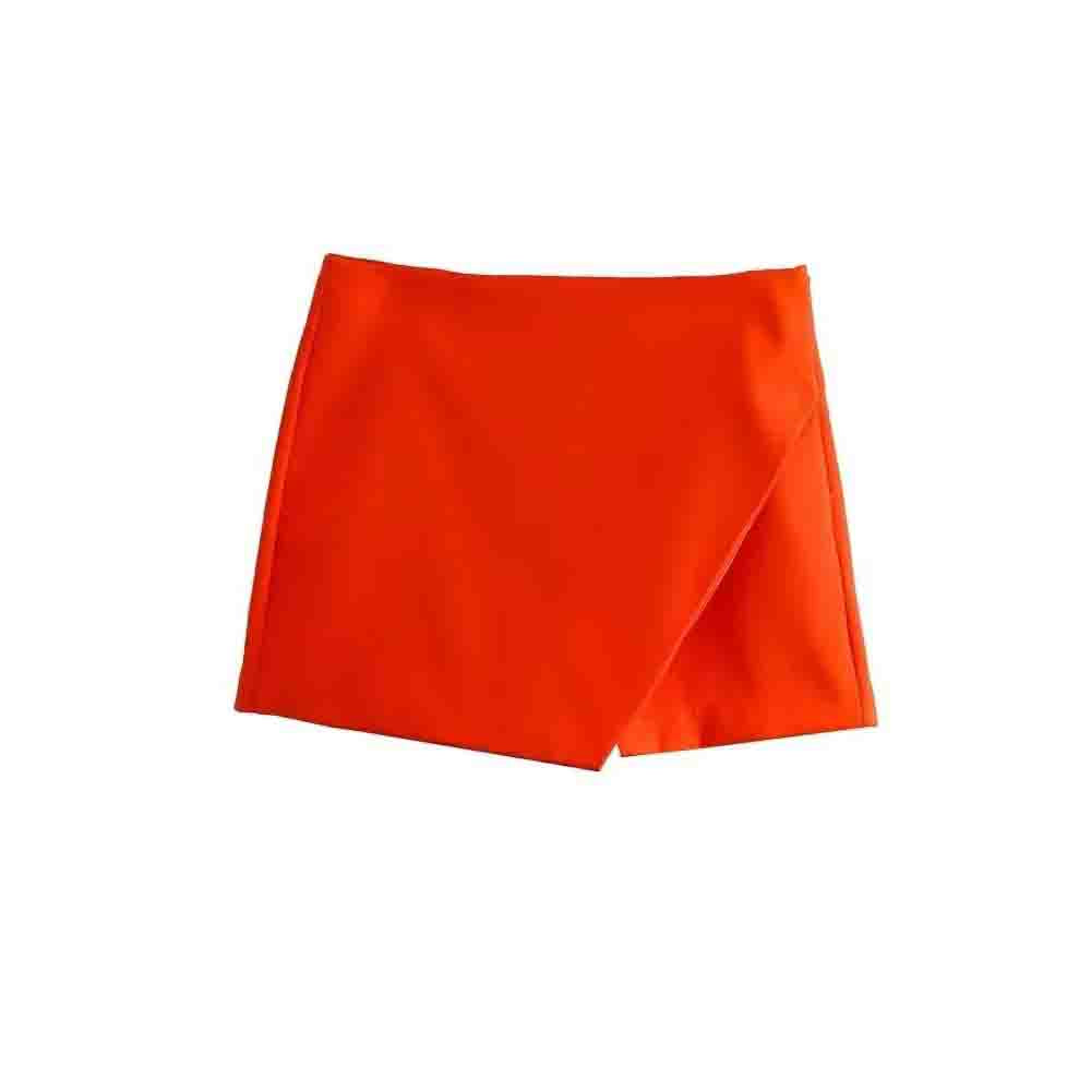 Ladies' Summer New Fashion Solid Slim High Waist Asymmetric Shorts Skirts