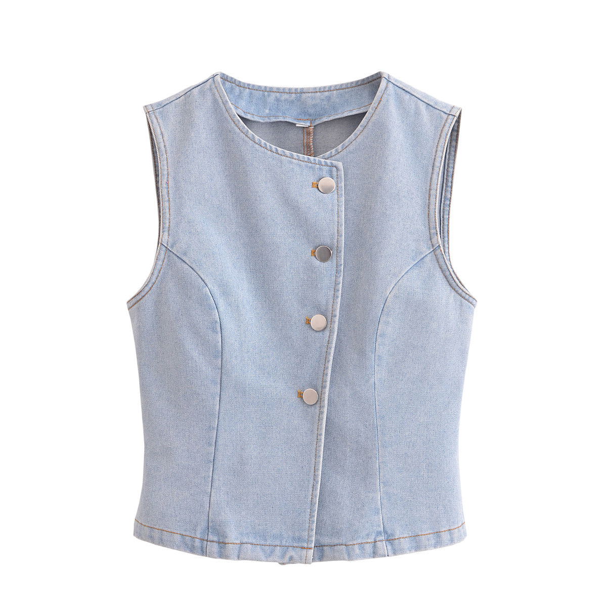 Women's 2025 new fashion slim single breasted denim vest+Skirts Women's suit
