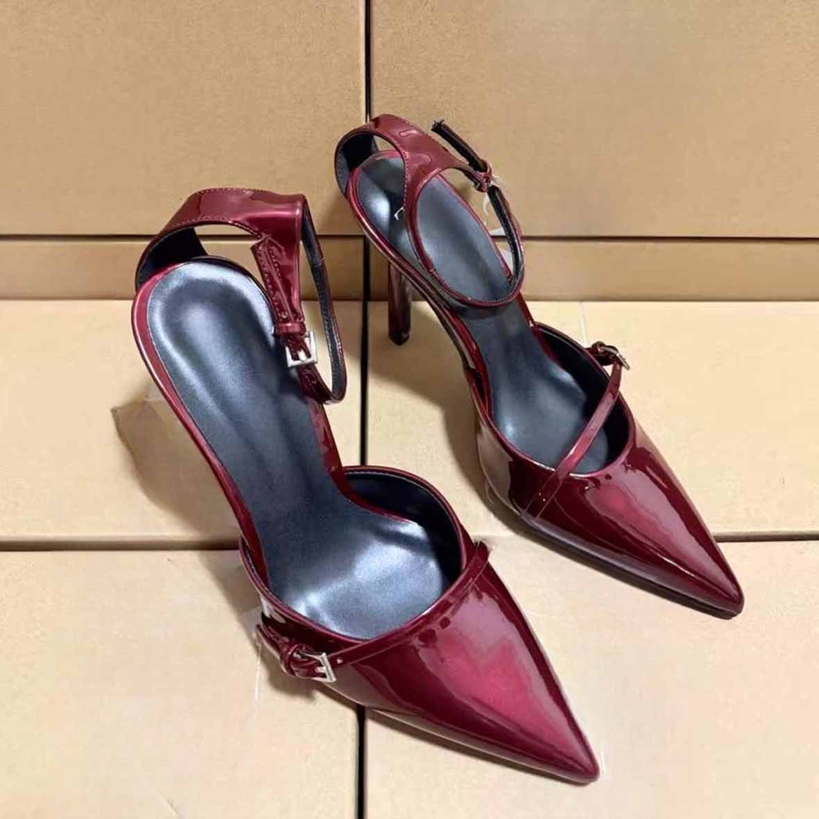 Women's New Fashion Joker Patent Leather Pointed Word with High Heels