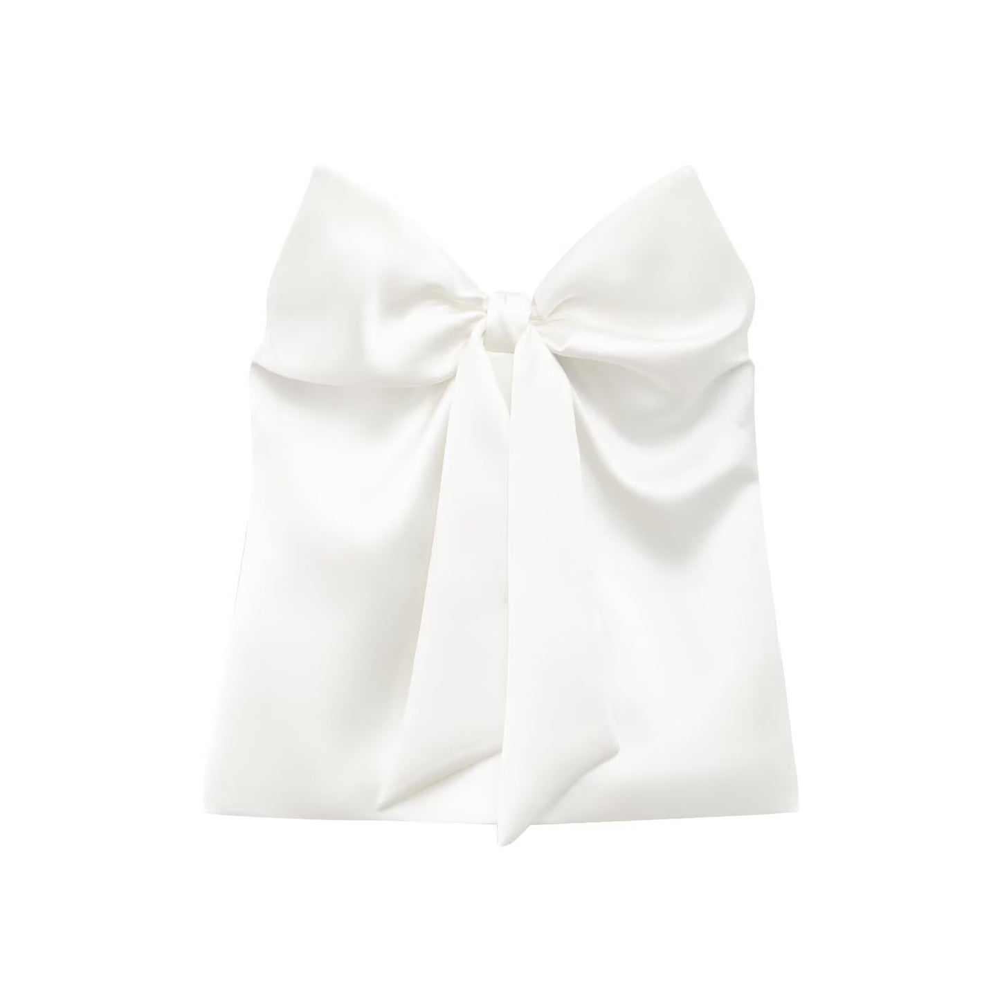 Women's 2025 new fashion bow decoration slim satin texture strapless top retro sleeveless backless women's vest chic top