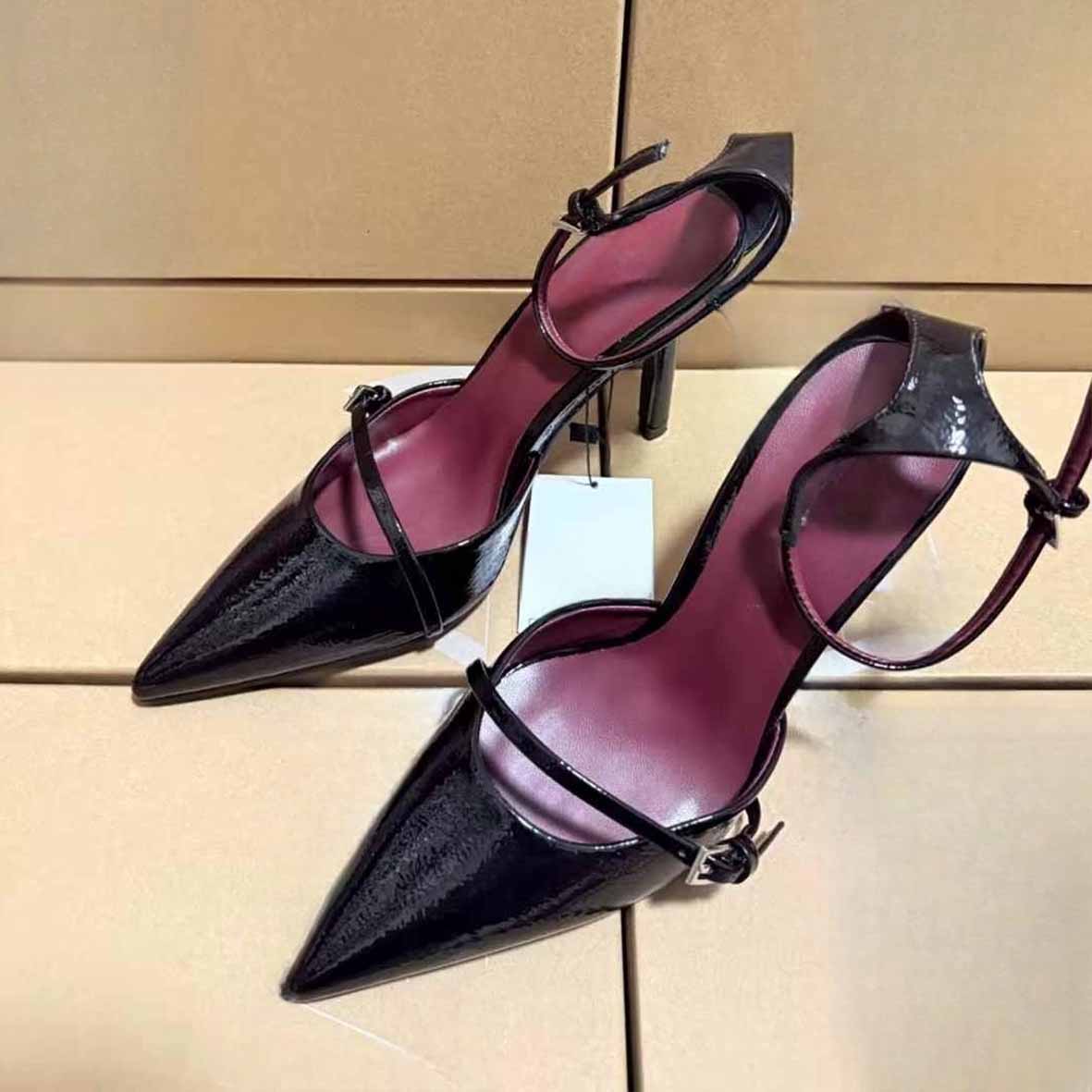 Women's New Fashion Joker Patent Leather Pointed Word with High Heels
