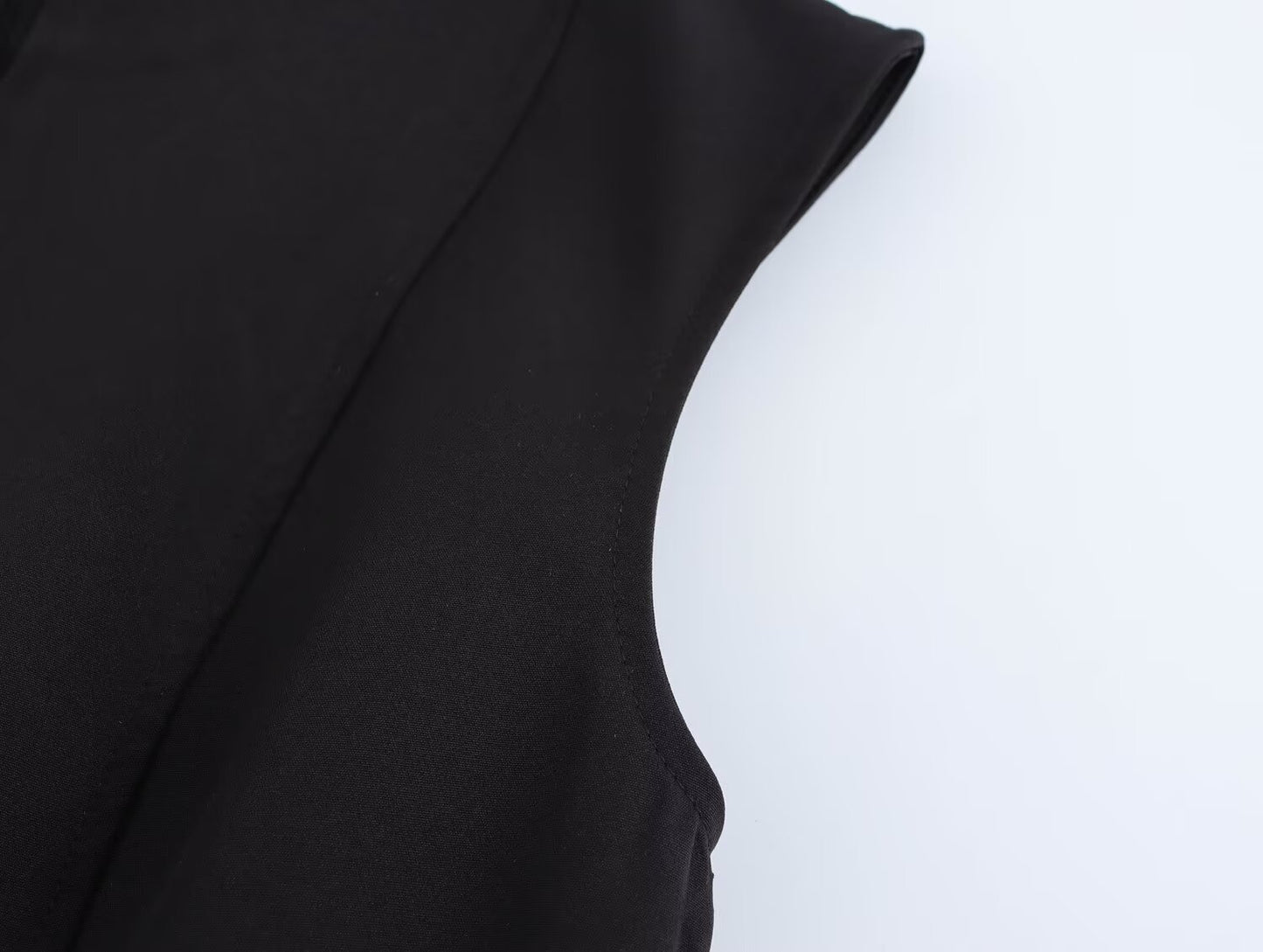 Women's new chic fashion open design slim stand collar wide pleated mini dress retro sleeveless back zipper women's dress Mujer