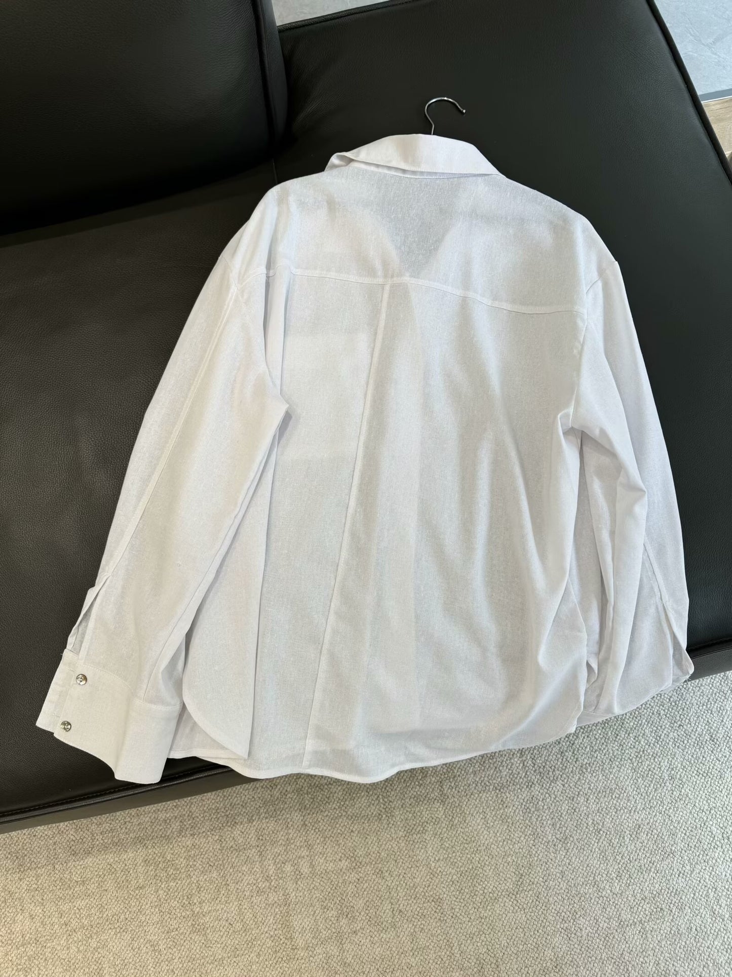 Women's new fashion pocket decoration loose linen blend shirt casual lapel shirt retro long sleeved button up women's shirt chic top