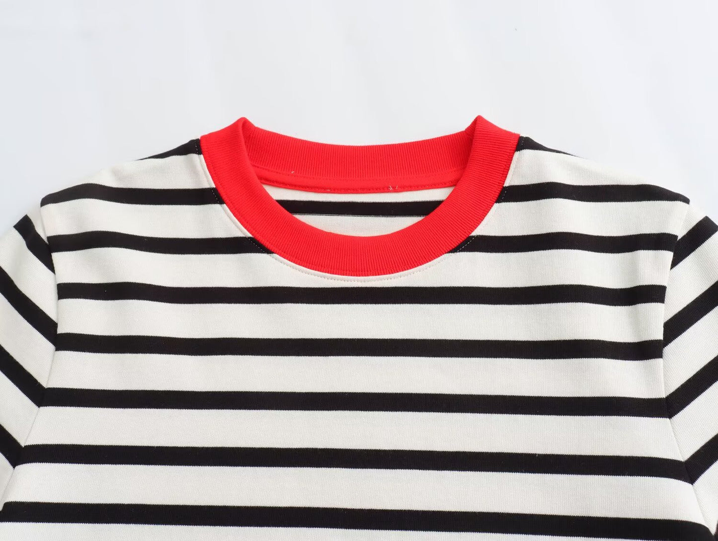 2025 summer women's basic style color blocked T-shirt casual O Neck striped T-shirt retro short sleeved women's T-shirt chic top