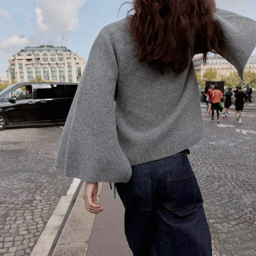 Women's Split sleeve design knitted lace up Coat