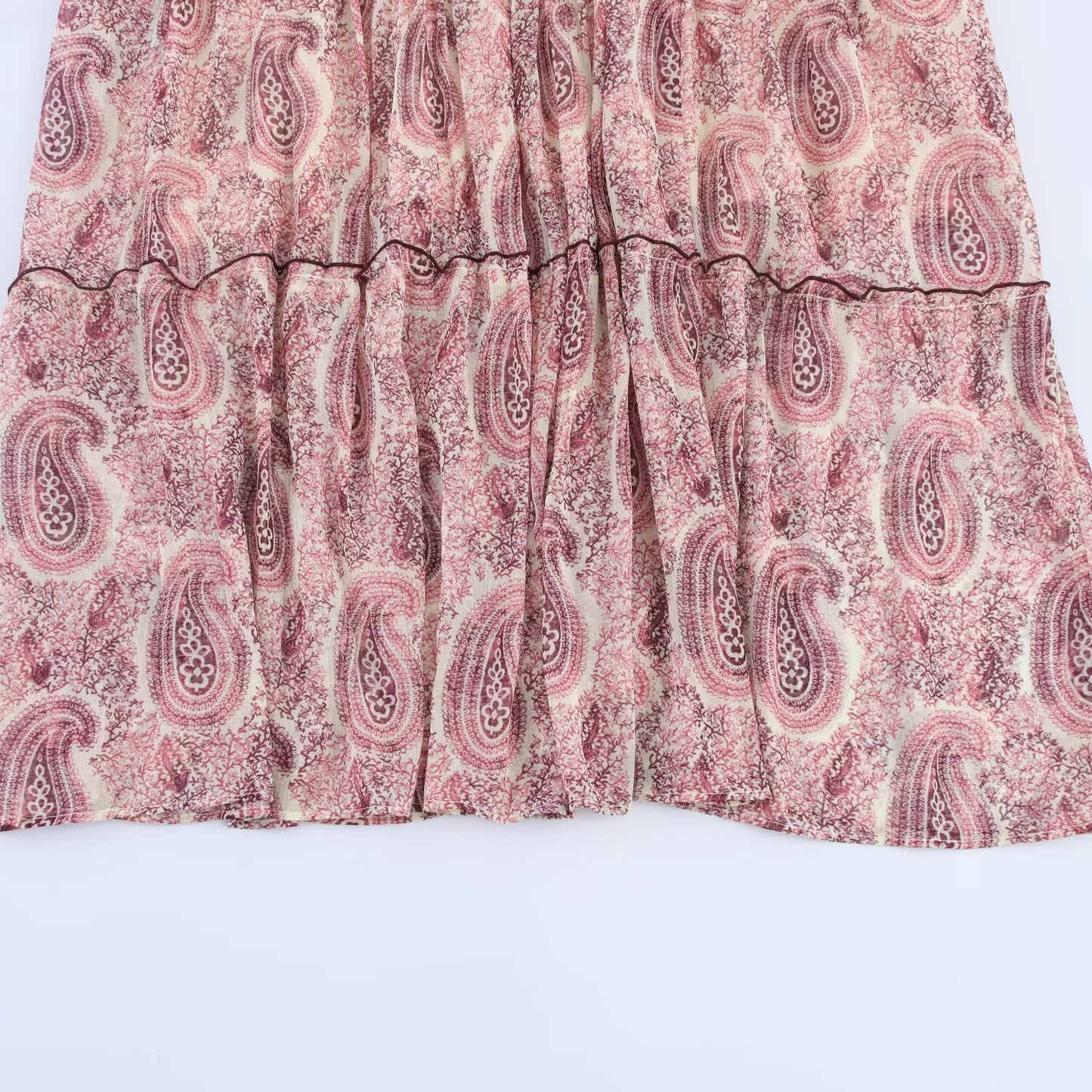 Women's new chic Fashion loose casual versatile pleated printed Midi skirt retro elastic waist women's skirt