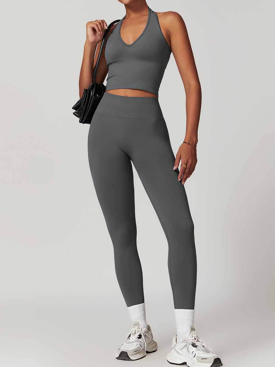 Women's New Fashion Breathable Neck Back Yoga Bra Tight High Waist Hip Yoga Pants.