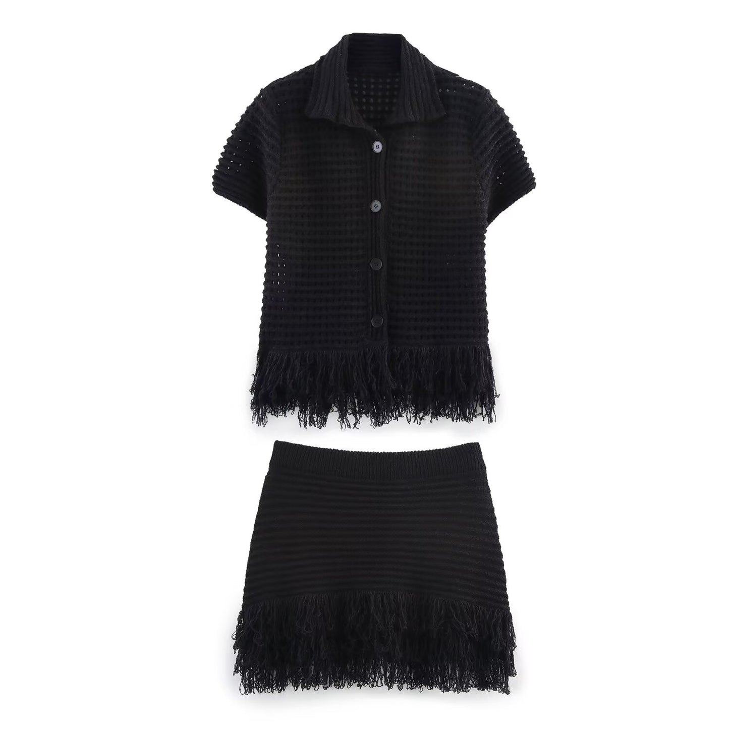 Ladies' new fashion slim single breasted plaid knit top+Skirts Women's suit