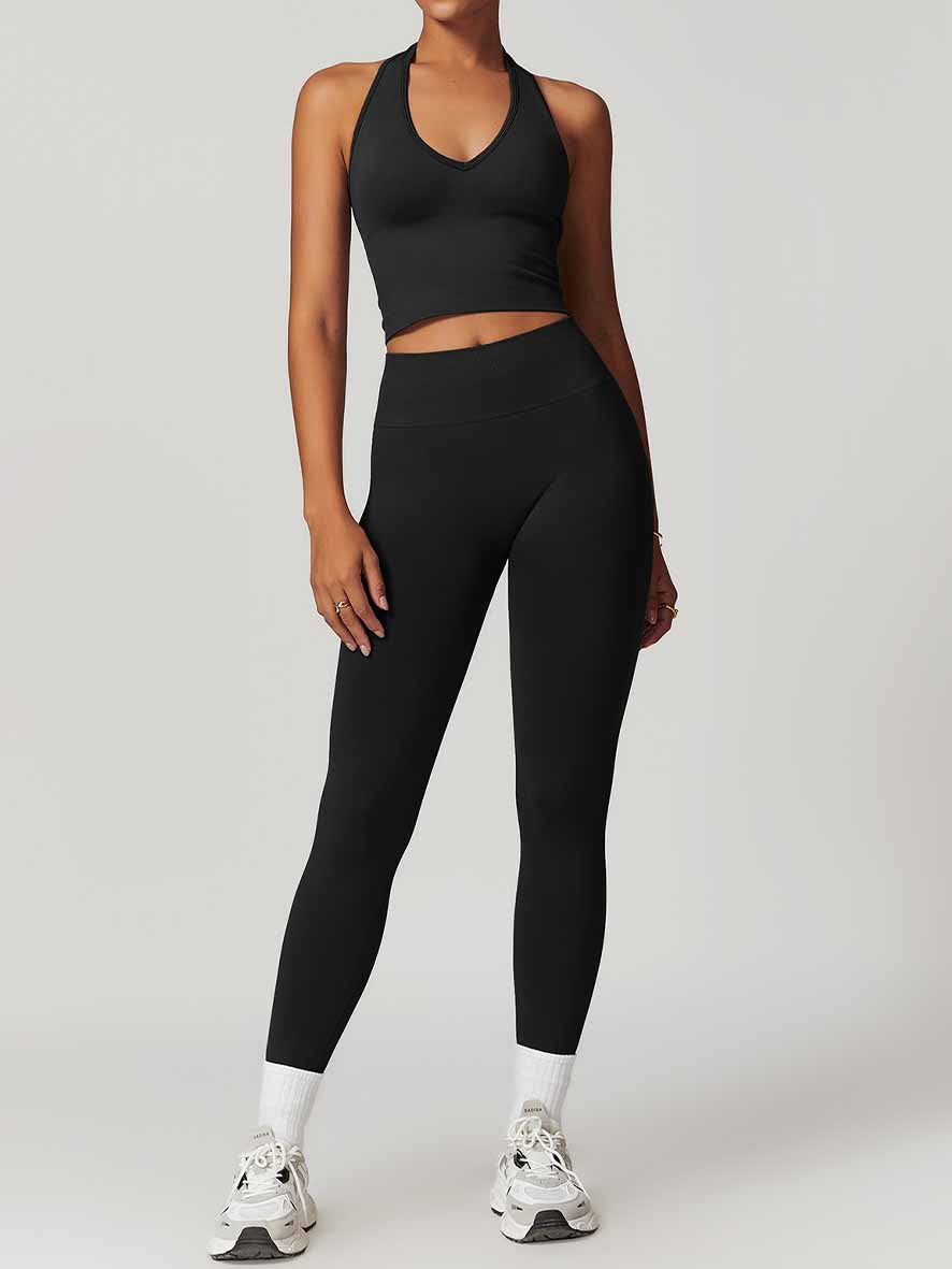 Women's New Fashion Breathable Neck Back Yoga Bra Tight High Waist Hip Yoga Pants.