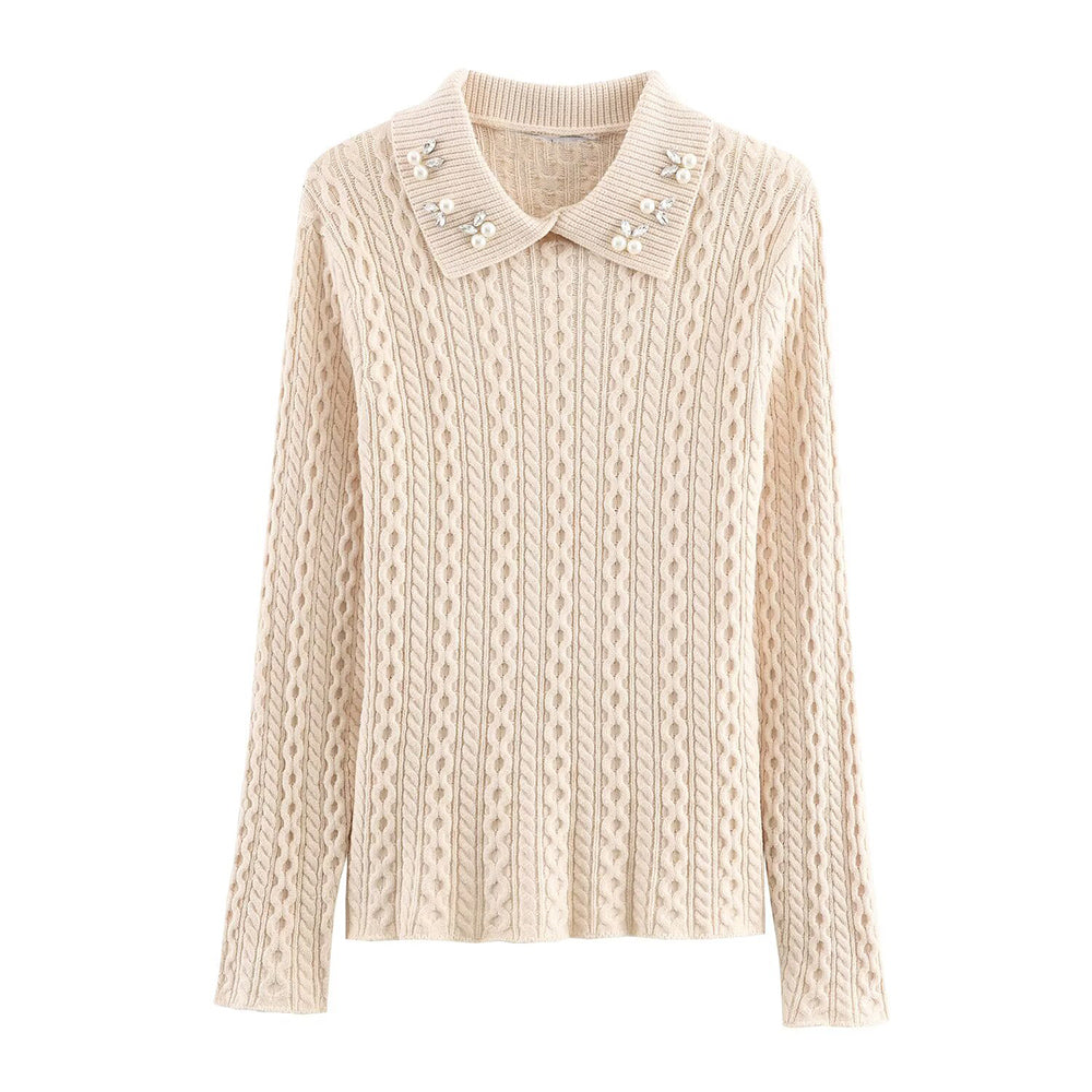 Women's jewelry collar decoration striped knitted sweater