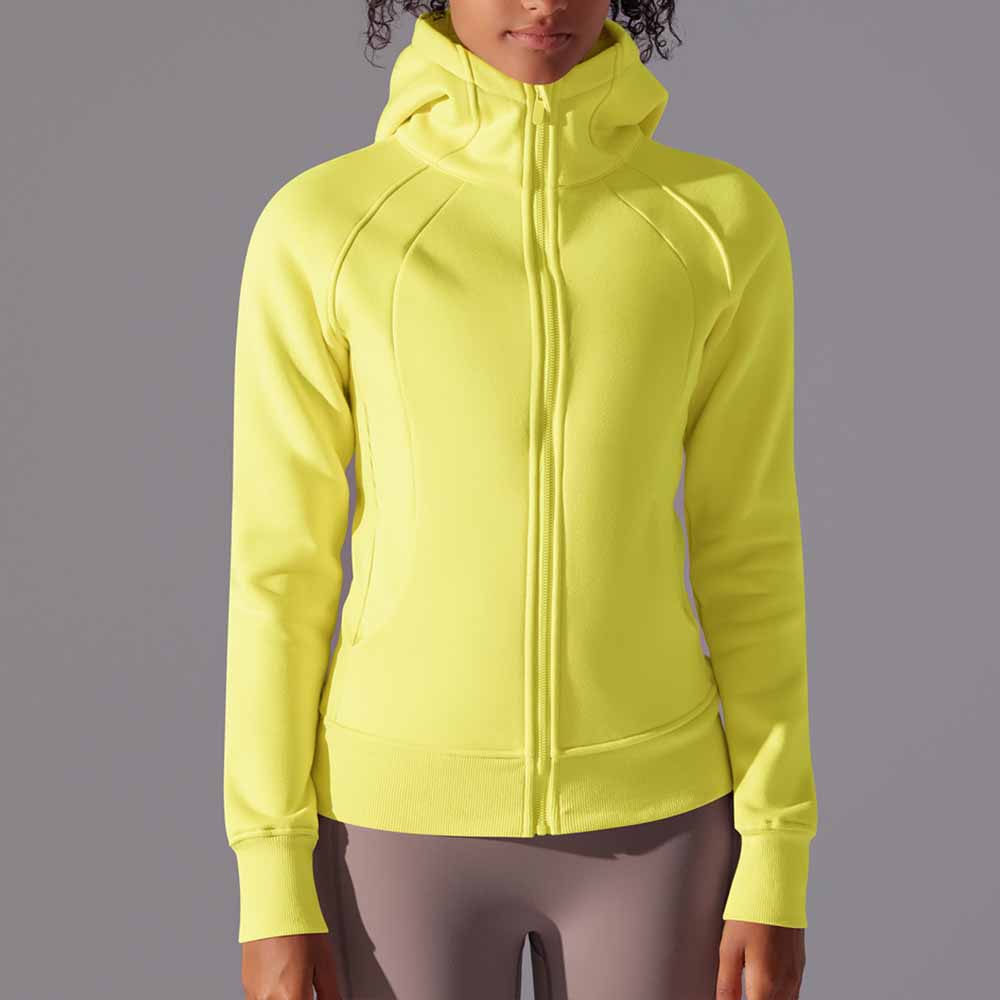 Women's New Solid Color Outdoor Leisure Wear Yoga Training Fitness Jacket Padded Warm Hooded Sports Coat.
