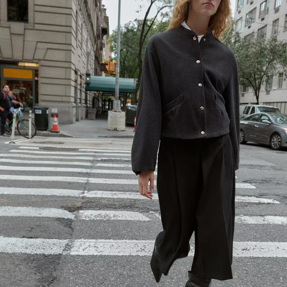 Women's new fashion elastic hem soft texture flying jacket Coat