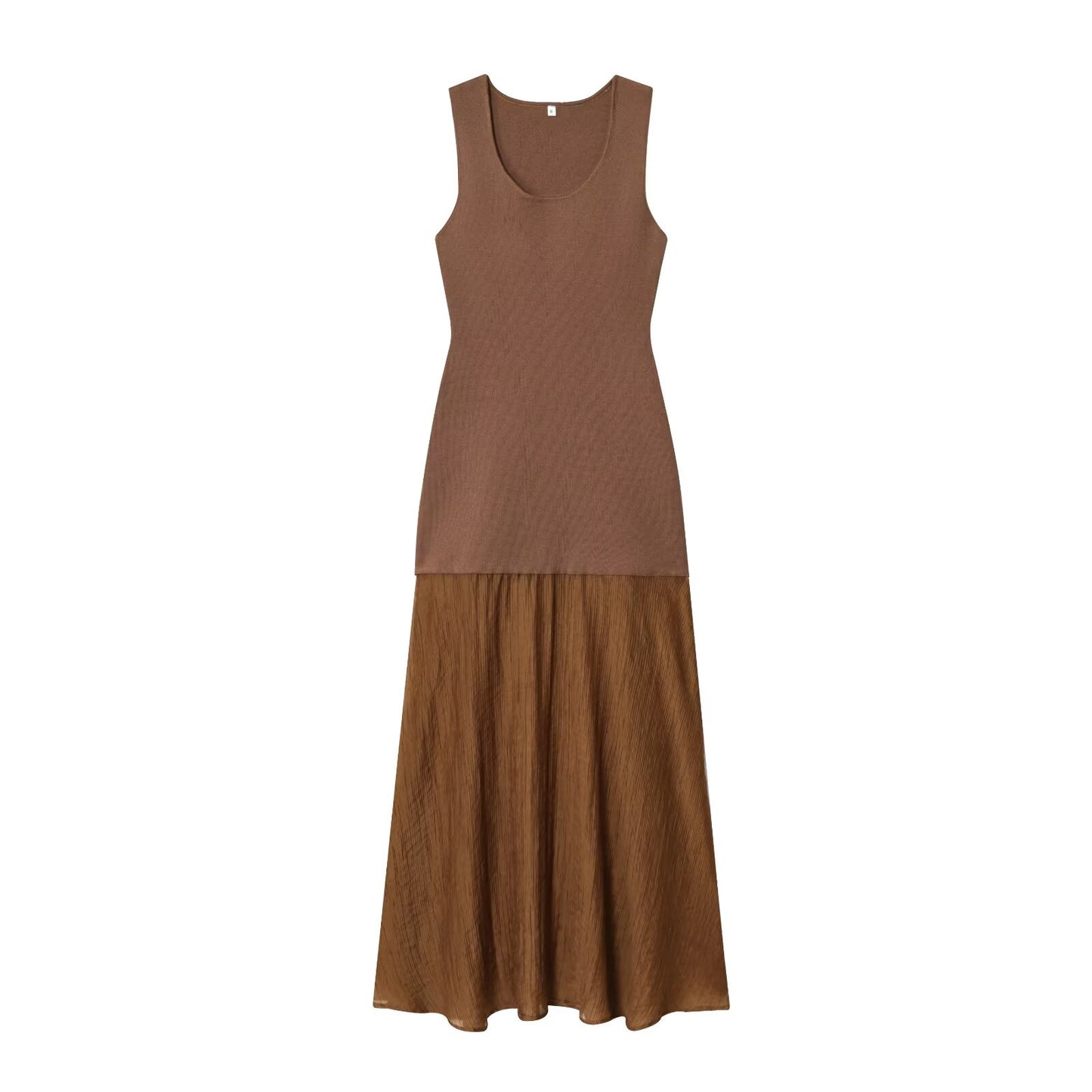 Women's New Fashion Sleeveless Knitted Splicing Midi Dress