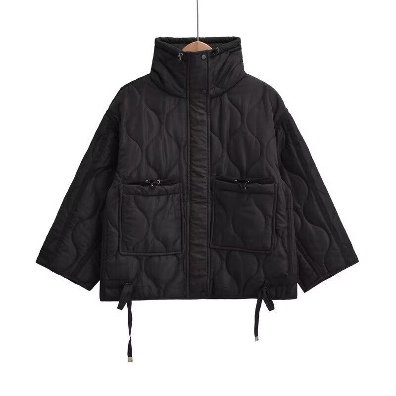 Women's loose standing collar cotton jacket Coat