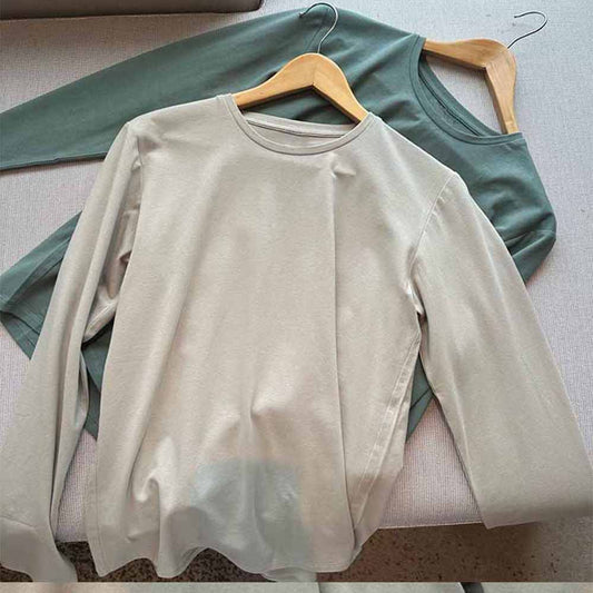 LU Women's new fashion Joker casual comfortable breathable O-neck long sleeve T-shirt