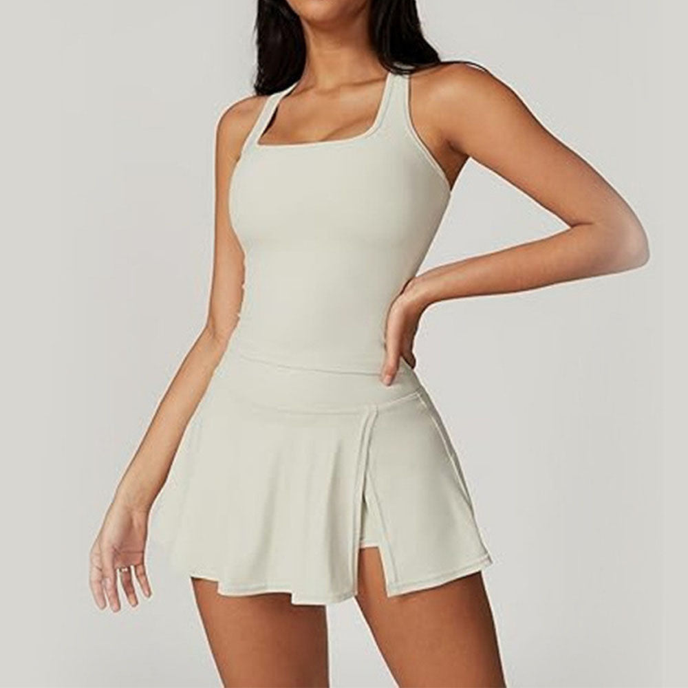 Women's New Tennis Skirt Suit Pocket Sportswear Two-piece Outdoor Running Tight Yoga Clothes