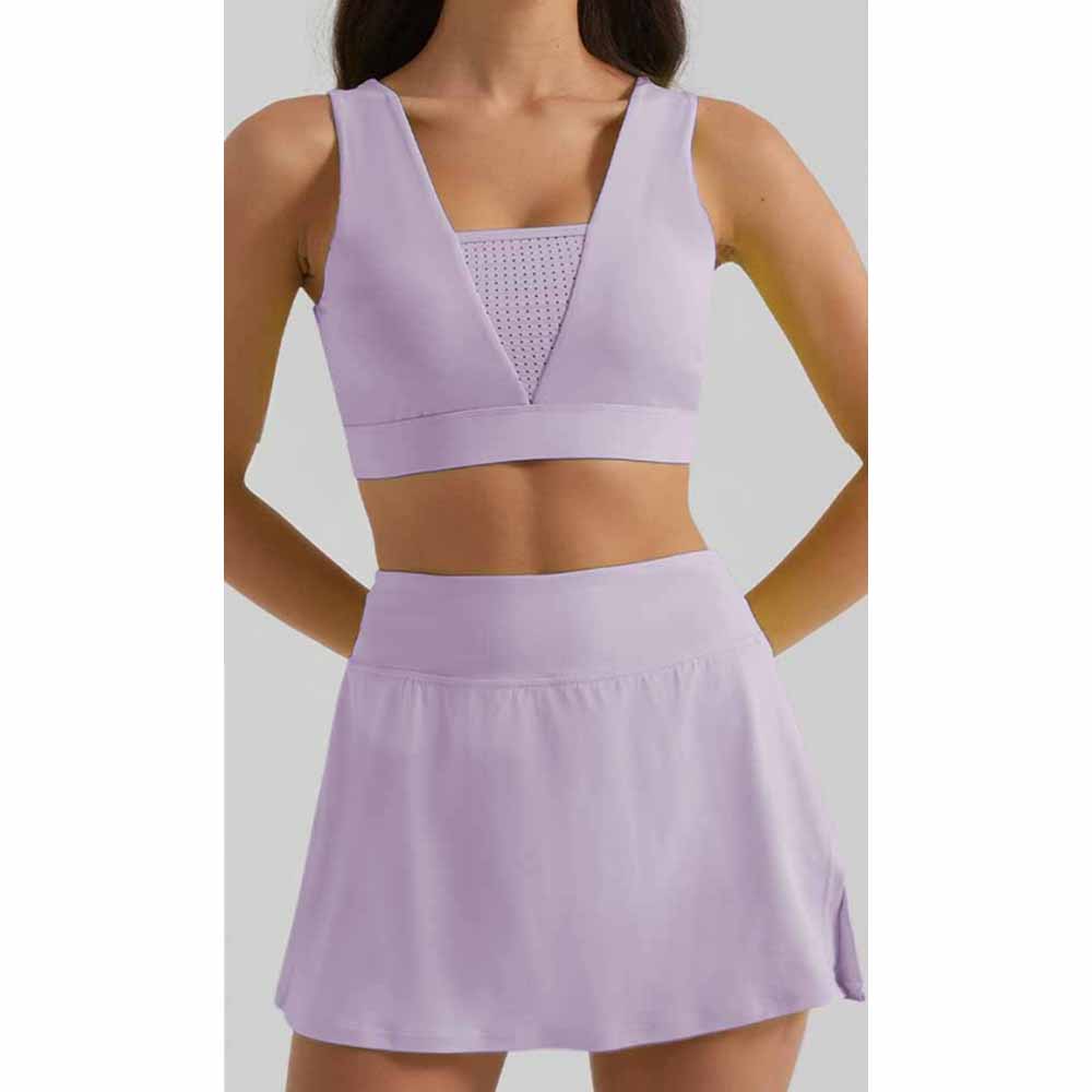 Women's New Joker Sports Suit Yoga Clothing Vest Breathable Exposure-proof High Waist Tennis Yoga Skirt.