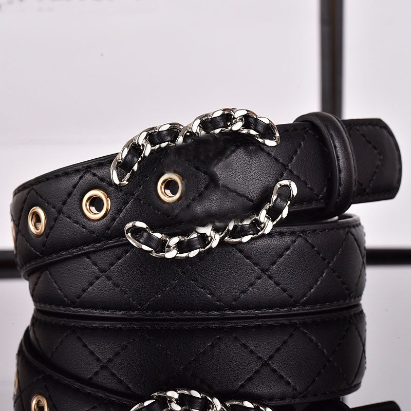 Women's new casual Joker rhombic design belt belt With a box