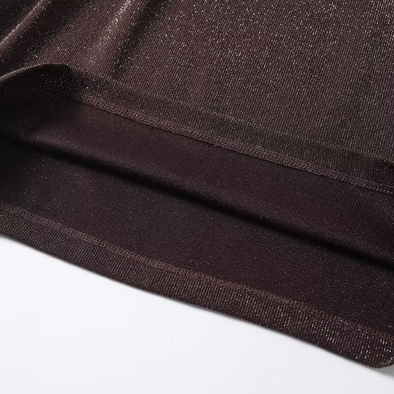 Women's metallic thread slim O Neck T-shirt