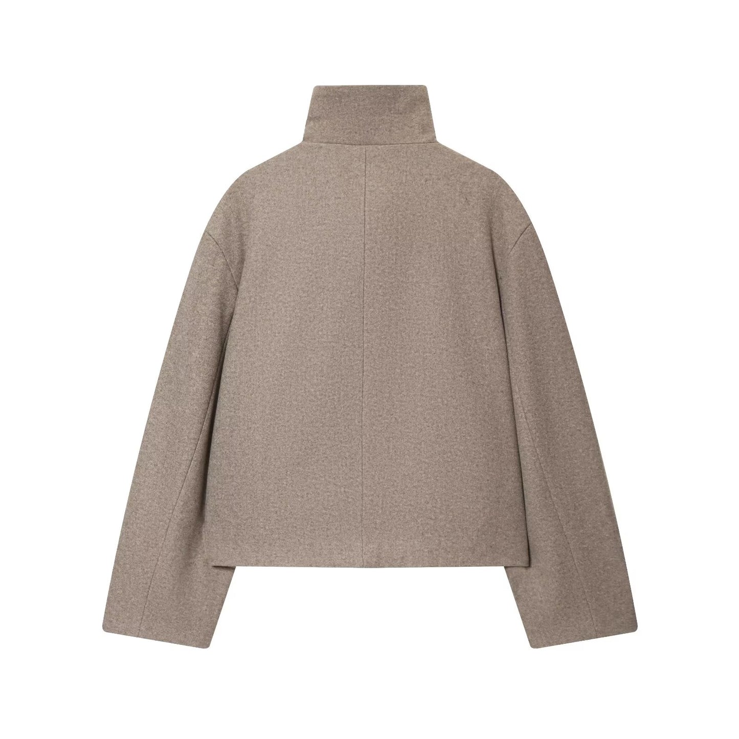 Women's loose standing collar warm woolen coat