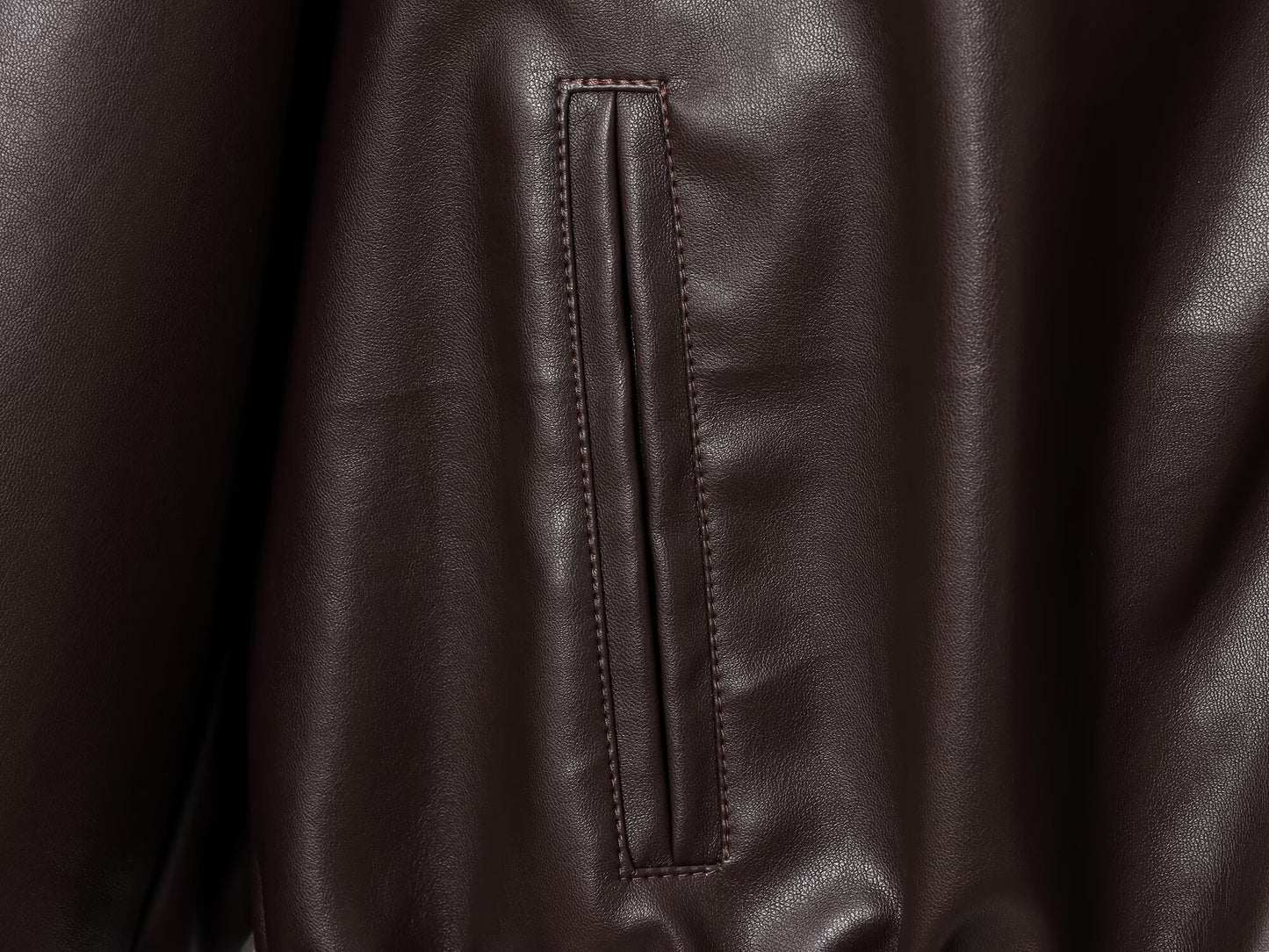 Women's new fashion loose zipper faux leather flight jacket Coat