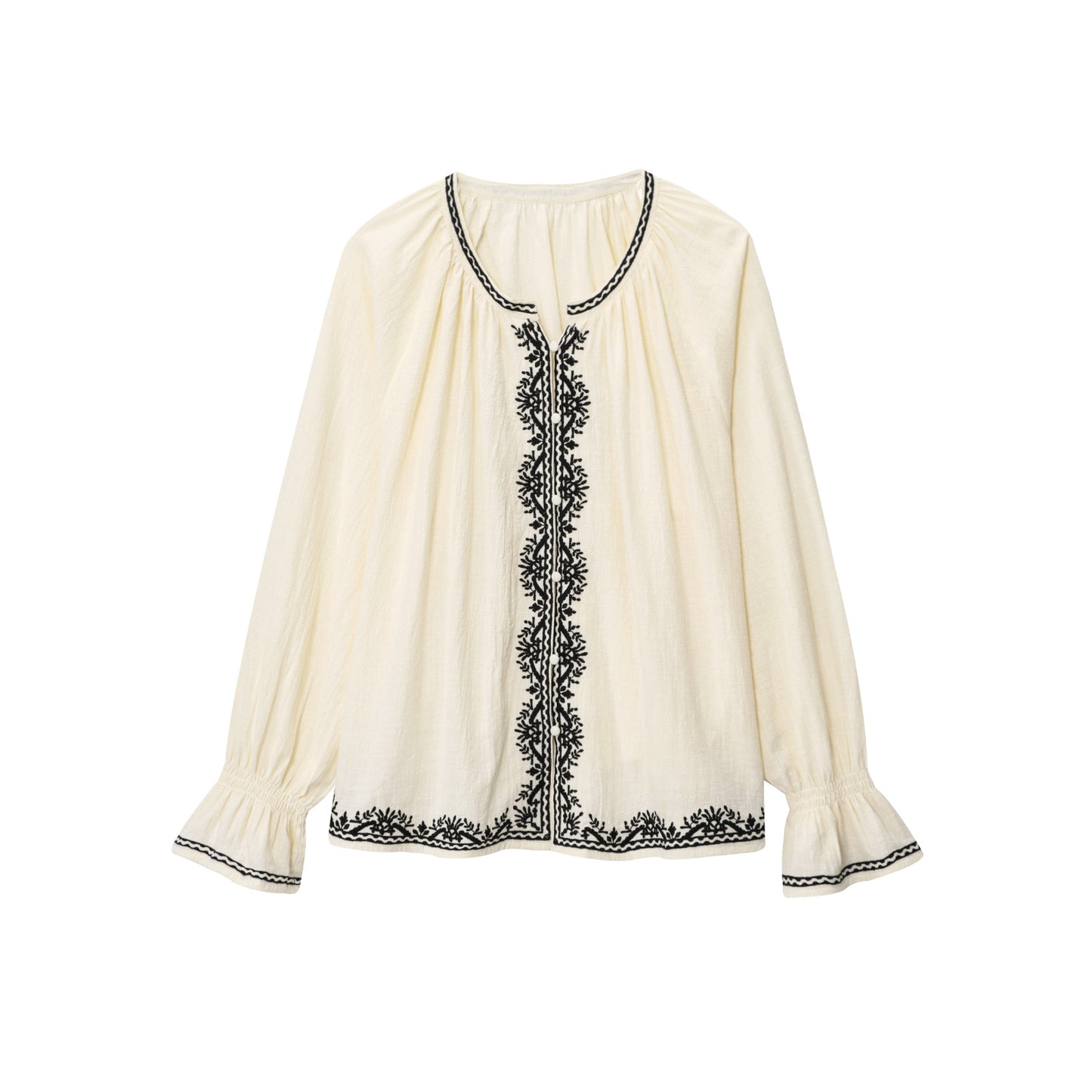 Women's 2025 fashion loose contrasting embroidered shirt
