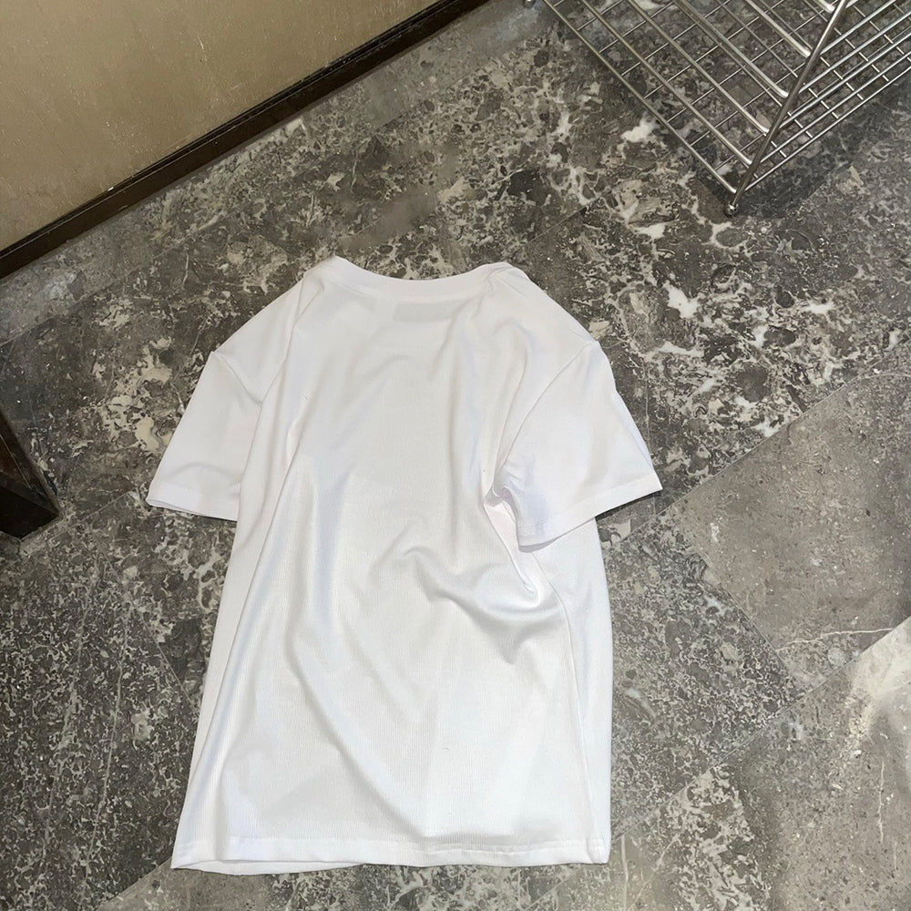 Women's New Fashion Joker Casual Thread Short-sleeved T-shirt Sports Fitness Comfortable Short-sleeved T-shirt.