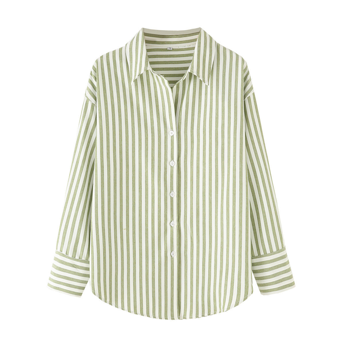 Women's new fashion loose printed striped shirt casual comfortable poplin shirt retro long sleeved button up women's shirt chic top