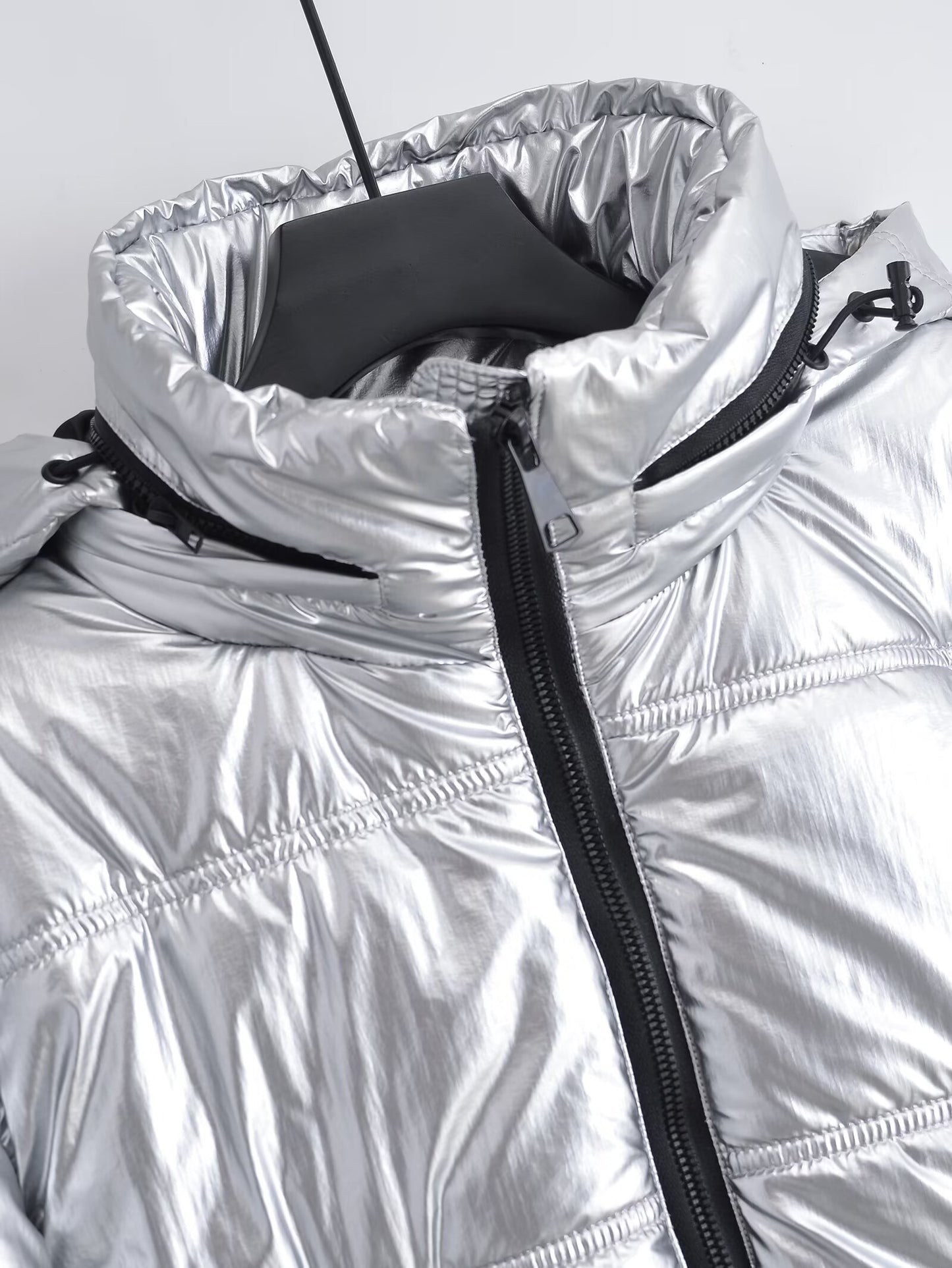 Women's metal series short thick hooded cotton Coat