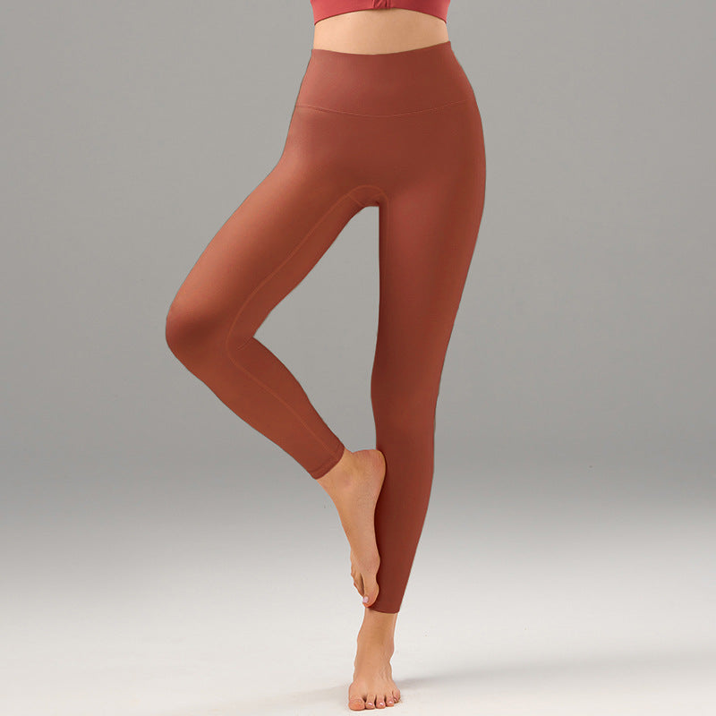 Pocket Women's New Nude Sweat-wicking Breathable Waist-lifting Hip Slim Slimming Fitness Pants