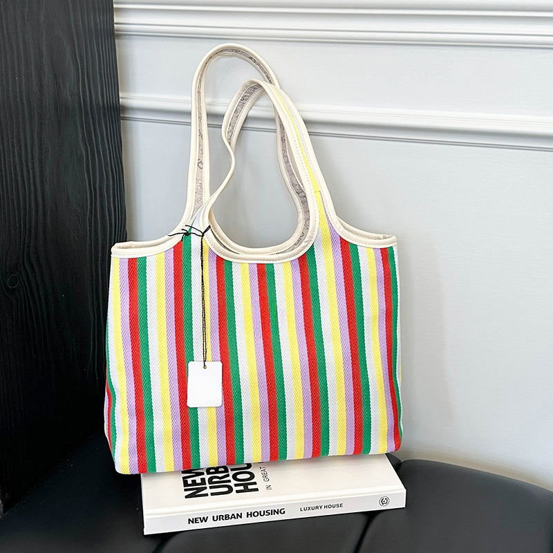 Women's New Fashion Joker Letter Striped Shoulder Bag Handbag Large-capacity Underarm Bag Female Bag