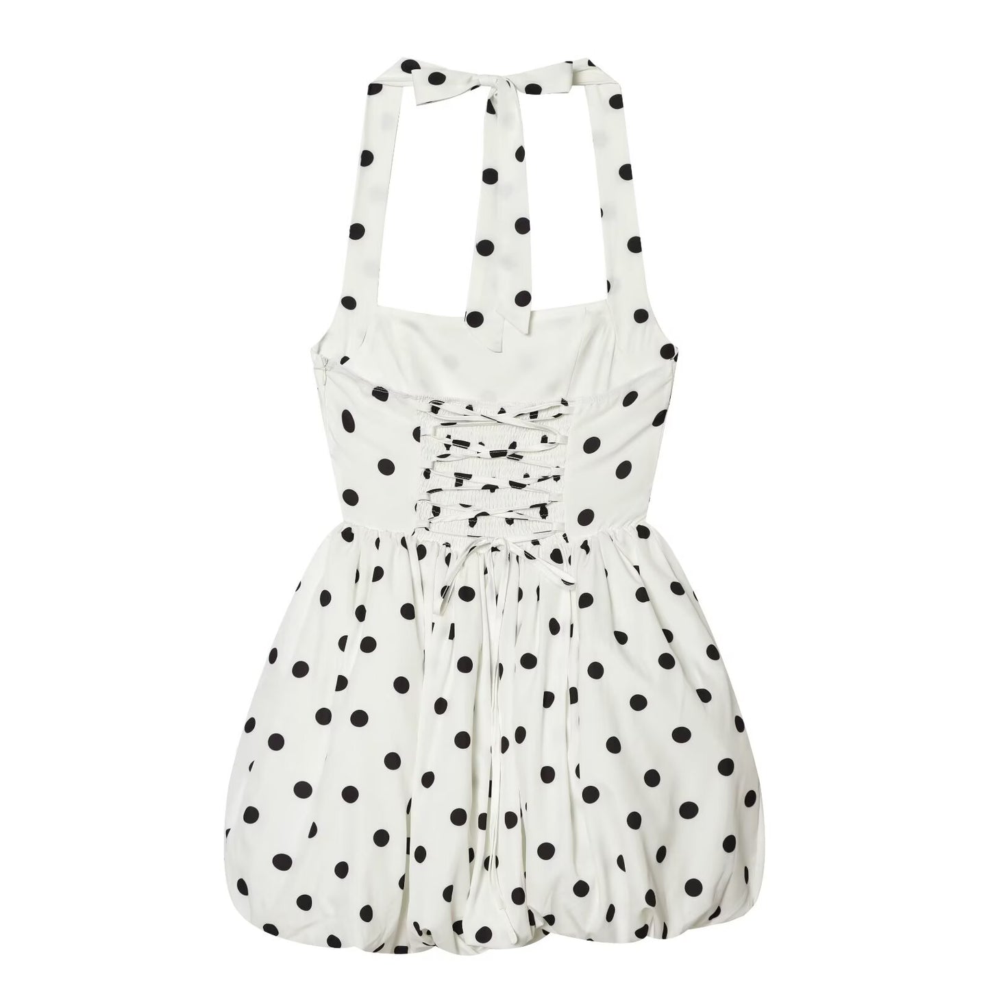 Women's polka dot halter neck mini dress