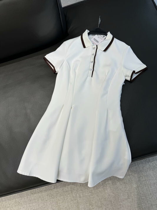 Women's new chic fashion pleated decoration slim ribbed lapel mini dress retro short sleeved button up women's dress Mujer