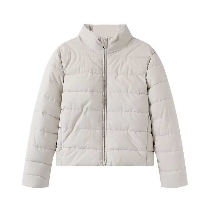 Women's New Fashion Casual Zipper Short Cotton-padded Jacket Coat Retro Long Sleeve Women's Casual Cotton-padded Jacket.