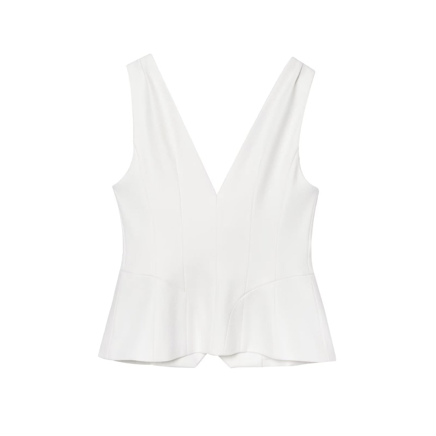 Women's new fashion slim single breasted linen blended V-neck vest