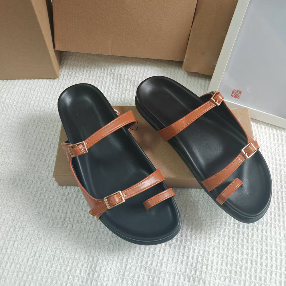 Women's New Fashion Casual Joker Muffin Bottom with Buckle Sandals and Slippers.