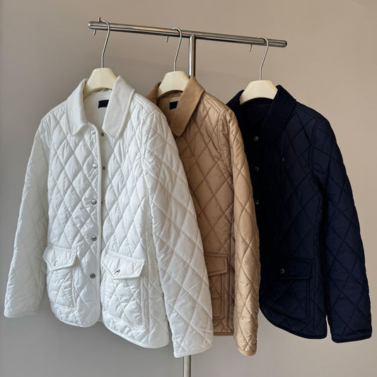 Women's new fashion Joker rhombic design autumn and winter coat