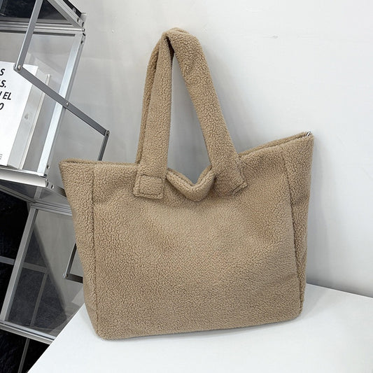 Women's new fashion large-capacity lambswool bag