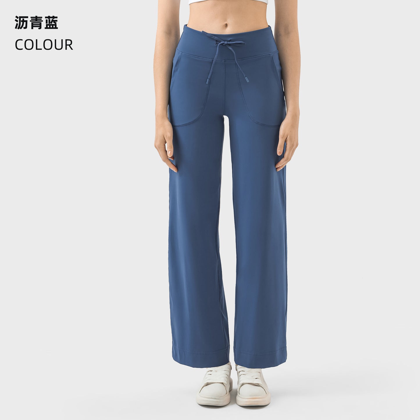 Women's New Sports and Leisure Joker Elastic Waist Wide-leg Pants Big Pocket Fitness Yu Casual Pants